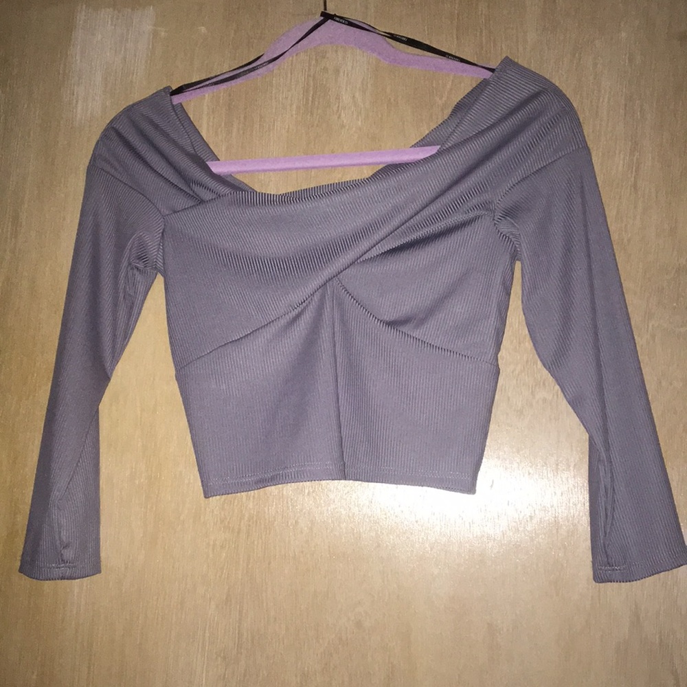 Forever 21 grey cross wrap crop top